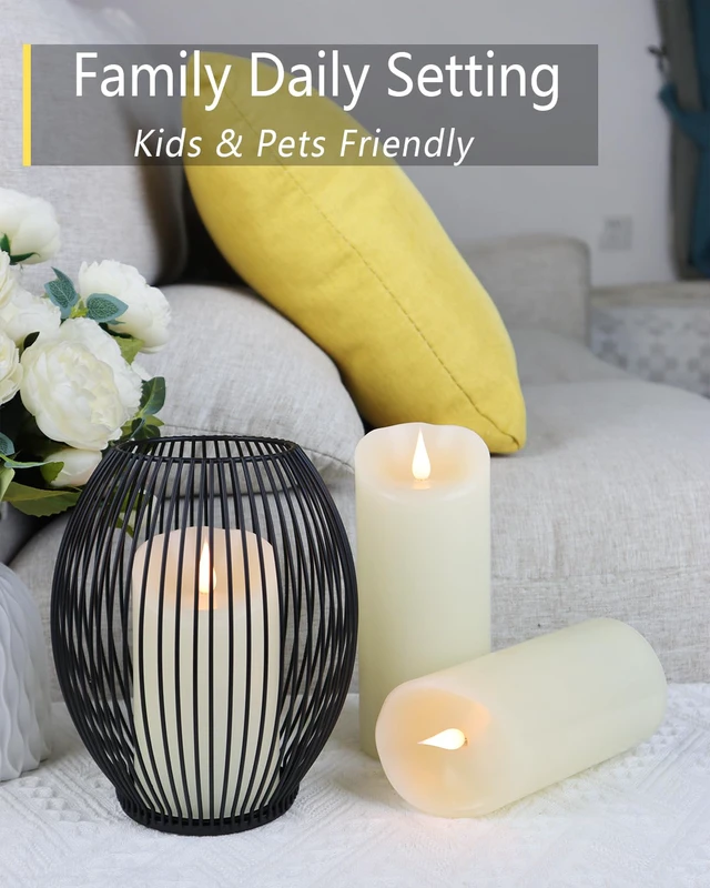 Alt view image 5 of 6 - Flameless Candles Flickering 3D Moving Flame, Last 1000+ Hours Battery Operated Candles with Timer, Ivory Real Wax Electric LED Pillar Candles for Home Wedding Decoration | 3" x 5"