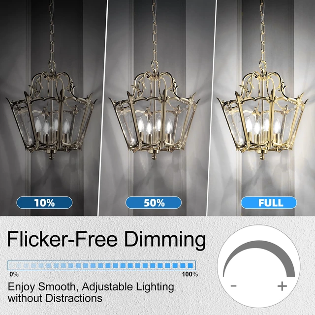 Alt view image 3 of 7 - Candelabra Light Bulbs 60 watt Equivalent, Dimmable LED E12 Bulb, 24 Pack 5000K Daylight White, E12 Base B10 Candle Light Bulb for Chandelier, Ceiling Fan, 90+CRI, 600LM, Clear Glass