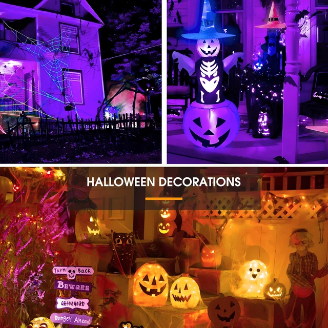 Alt view image 5 of 7 - Halloween Orange Purple Light Bulbs Outdoor,A19 E26 Porch Light Auto Dusk to Dawn Sensor, 40W Equivalent, 6W Colored Light Bulb, E26 Base for Party Patio Backyard, Thanksgiving Day, 4 Pack