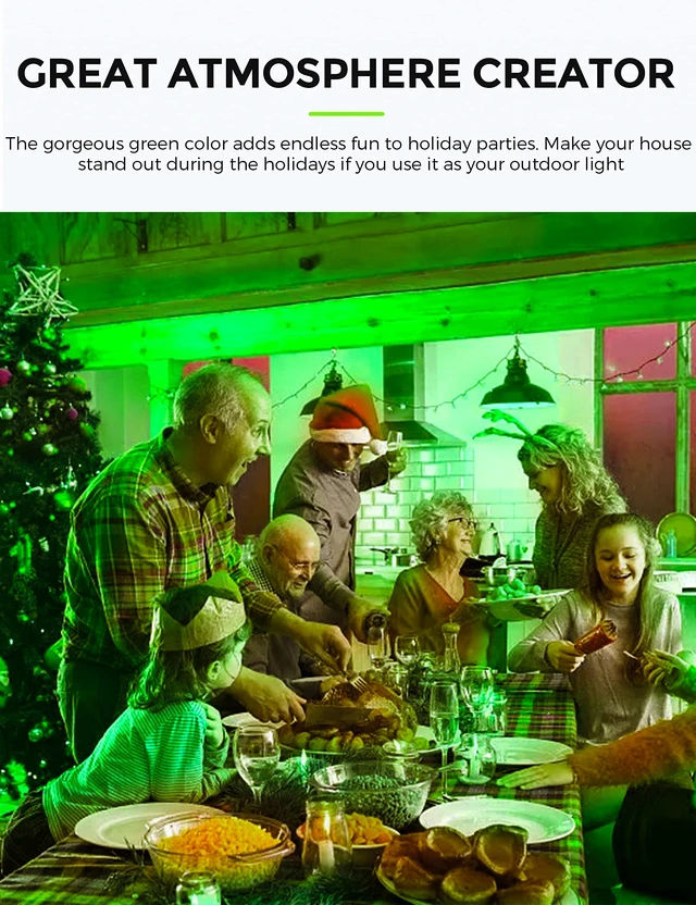 Alt view image 4 of 7 - LOHAS Green Light Bulbs Outdoor, Dusk to Dawn Sensor A19 Green Porch Lights 40W Equivalent, 6W Colored Bulb Auto-On/Off, E26 Base for St. Patrick's Day Party Wedding Porch Patio Backyard, 4 Pack