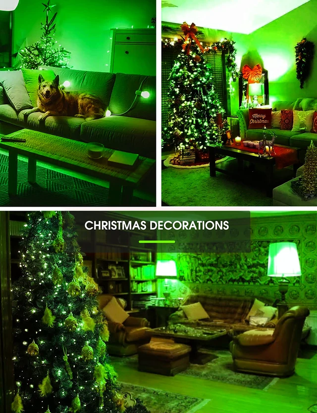 Alt view image 7 of 7 - LOHAS Red Green Light Bulbs Outdoor, Christmas Dusk to Dawn Sensor A19 Porch Lights 40W Equivalent, 6W Red Green Colored Light Bulb, Auto-On/Off E26 Base for Party Wedding Porch Patio Backyard, 4-Pack