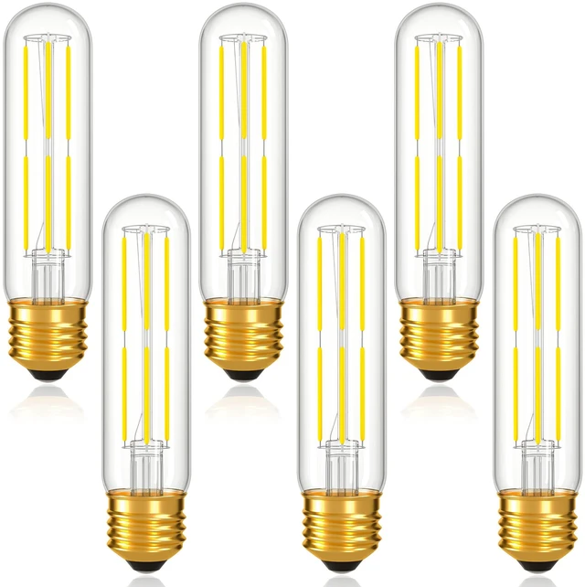 Main image of Dimmable E26 T10 LED Bulb Tube Light Bulbs 6W,Daylight 5000K 600LM,6 Pack (60W Equivalent),Tubular Light Bulb Type T Long Thin Skinny Light Bulbs for Curio Cabinet,Piano Light,Chandelier,Hutch