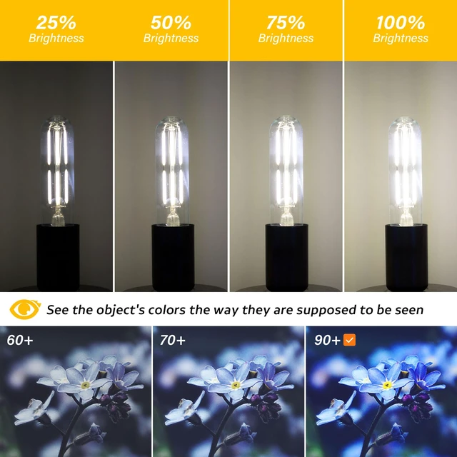 Alt view image 4 of 7 - Dimmable E26 T10 LED Bulb Tube Light Bulbs 6W,Daylight 5000K 600LM,6 Pack (60W Equivalent),Tubular Light Bulb Type T Long Thin Skinny Light Bulbs for Curio Cabinet,Piano Light,Chandelier,Hutch