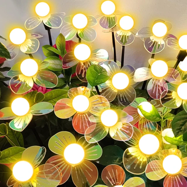 Main image of Solar Garden Lights Flowers 4 Pack of 24 LEDs Swaying Firefly Garden Decor Swaying Flowers Solar Lights Outdoor for Yard Pathway Patio, Swaying Lawn Decor as Gardening Gifts for Women Christmas decor