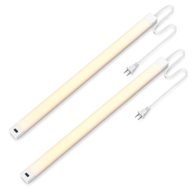 Main image of 2pcs 16 Inch Under Cabinet Lights with Hand Wave,Plug and Play 3000K Warm White,Dimmable,CRI>90,110V,420Lumen,7W,Bright Counter,Shelf,Above the Sink