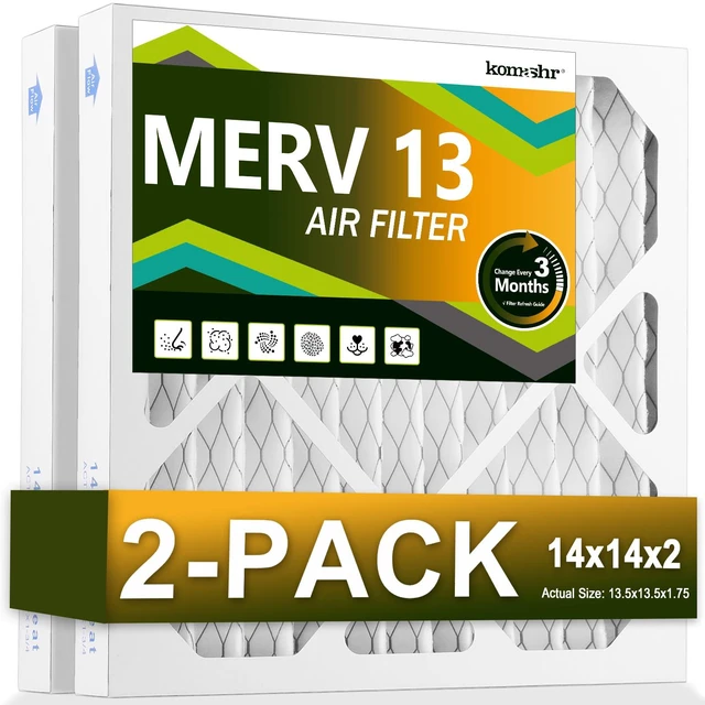 Main image of 14x14x2 Air Filter MERV 13 (2-Pack), HVAC/Furnace AC Filter Replacement, Dust DefenseComparable with MPR 1500-1900 & FPR 10 (Actual 13.5x17.5x1.75)