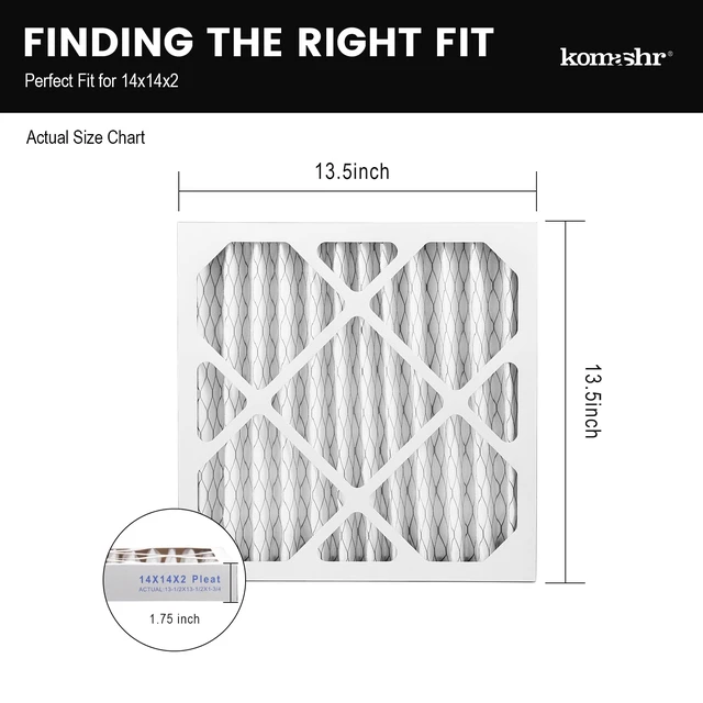 Alt view image 2 of 7 - 14x14x2 Air Filter MERV 13 (2-Pack), HVAC/Furnace AC Filter Replacement, Dust DefenseComparable with MPR 1500-1900 & FPR 10 (Actual 13.5x17.5x1.75)