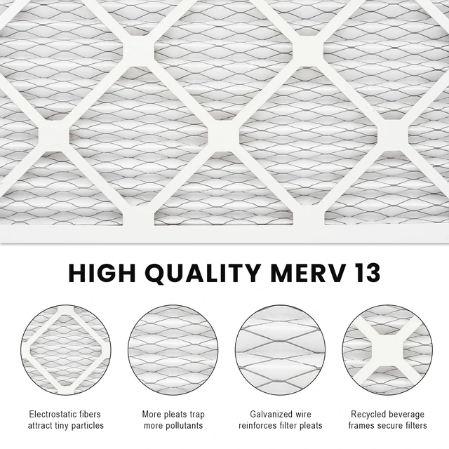 Alt view image 4 of 7 - 14x14x2 Air Filter MERV 13 (2-Pack), HVAC/Furnace AC Filter Replacement, Dust DefenseComparable with MPR 1500-1900 & FPR 10 (Actual 13.5x17.5x1.75)