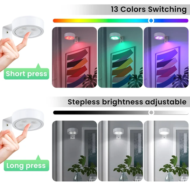 Alt view image 2 of 7 - 4-Pack Picture Light Battery Operated with Remote,13 Color Dimmable and Timer Painting Light, Art Display Light for Picture Frame Artworking Portrait, Home Wall Decor White Magnetic wall lights