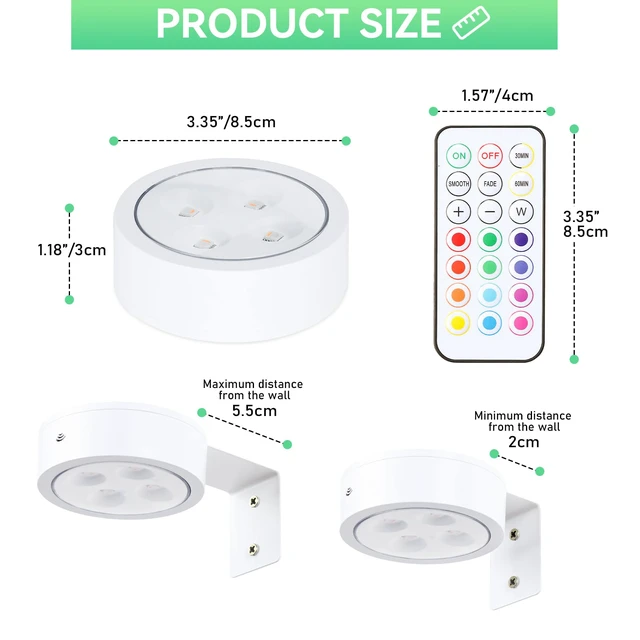 Alt view image 5 of 7 - 4-Pack Picture Light Battery Operated with Remote,13 Color Dimmable and Timer Painting Light, Art Display Light for Picture Frame Artworking Portrait, Home Wall Decor White Magnetic wall lights