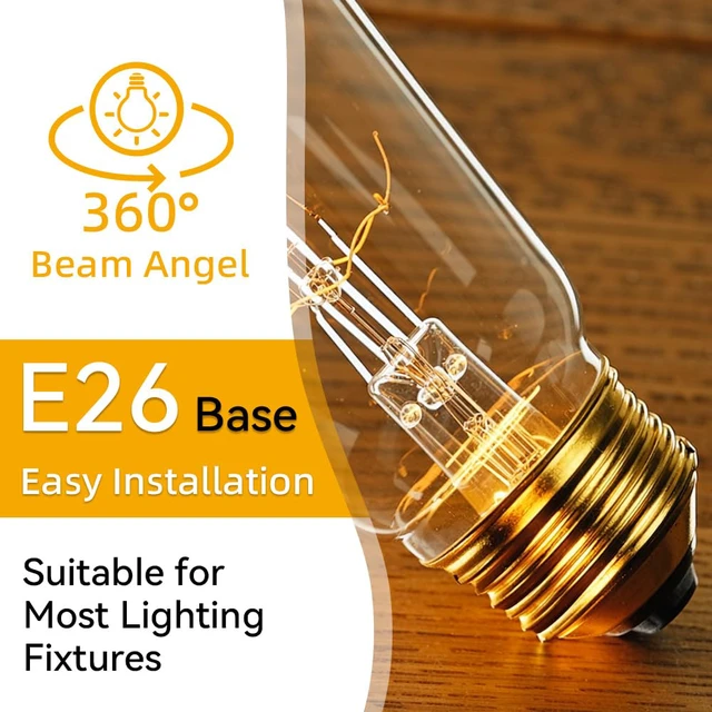 Alt view image 4 of 7 - 4-Pack Edison Light Bulb 60 Watt Dimmable ST58 Vintage Warm Bulb 2200K Soft Light Bulbs Warm Light, 110V E26 Decorative Light Bulb, Vintage 230LM Incandescent Bulb for Bedrooms&Living Rooms