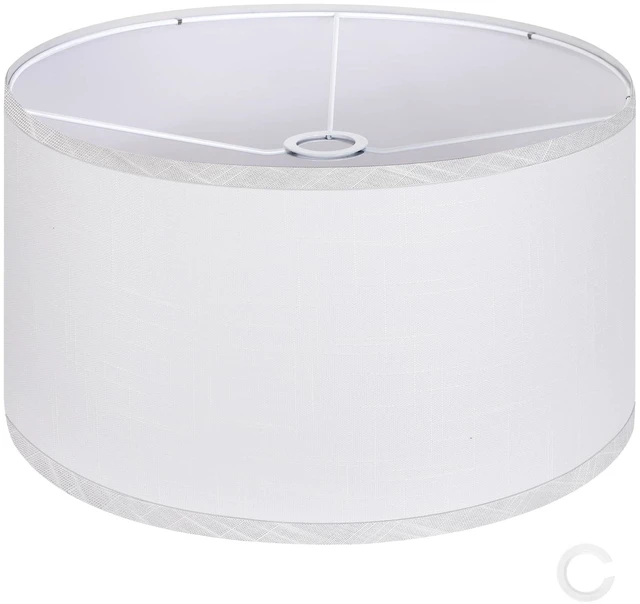 Main image of White Large Drum Lamp Shades for Floor Lamps, 16" Top x 16" Bottom x 9" High, Easy to Assemble, Replacement Linen Lampshades for Table Lamps & Bedside Lamps (1.65" Spider)