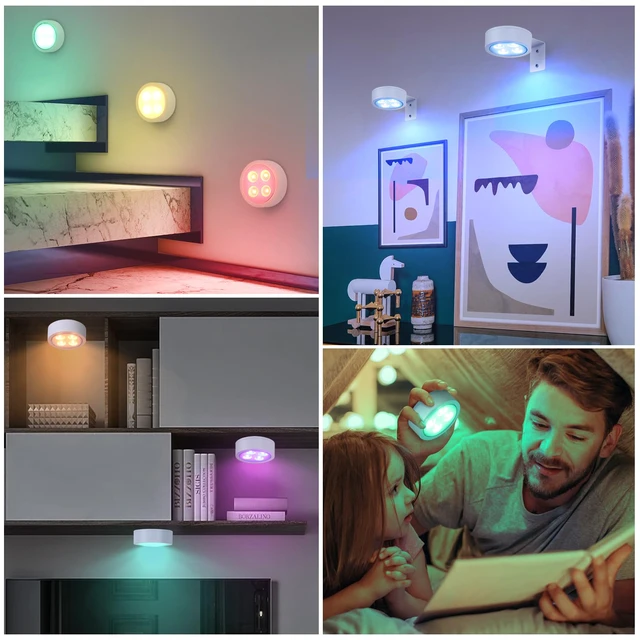 Alt view image 7 of 7 - 4-Pack Picture Light Battery Operated with Remote,13 Color Dimmable and Timer Painting Light, Art Display Light for Picture Frame Artworking Portrait, Home Wall Decor White Magnetic wall lights