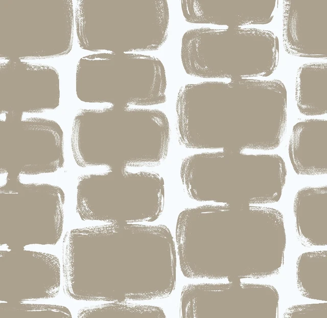 Main image of 17.3"x393" Peel and Stick Wallpaper Mid Century Modern Abstract Contact Paper Geometric Wall Paper Self Adhesive Removable Wallpaper for Bathroom and Bedroom Vinyl, Light Brown and White
