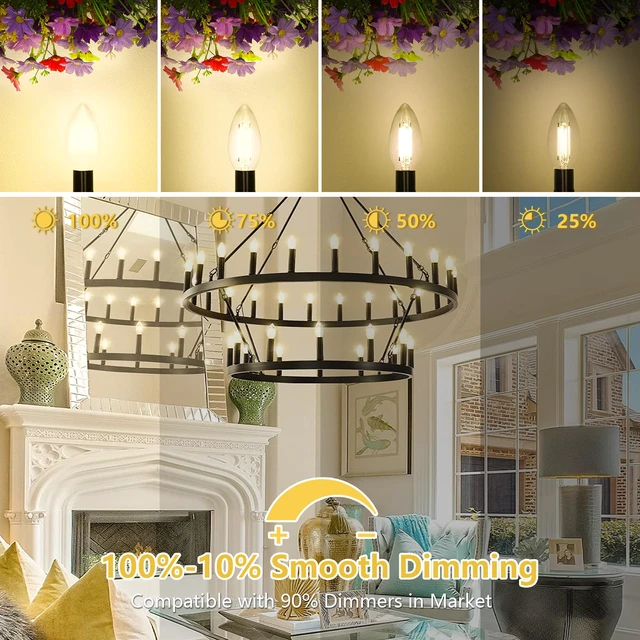 Alt view image 3 of 7 - Dimmable E12 LED Candelabra Bulbs 60W Equivalent, Soft White 3000K, 600LM Chandelier Light Bulb, B11 LED Candle Light Bulbs, 12 Pack