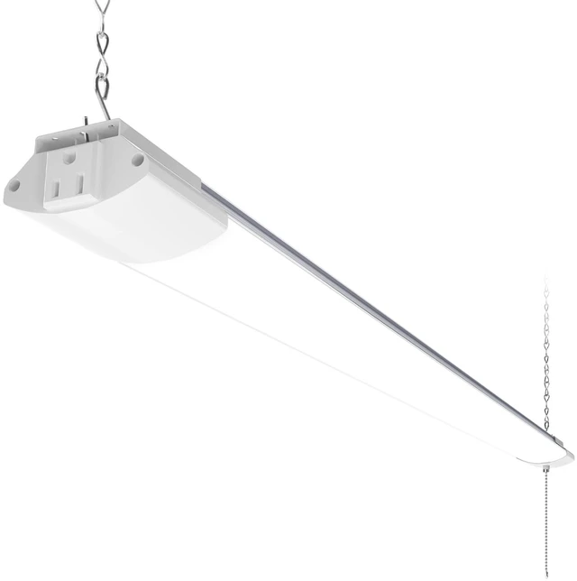 Main image of BS84 LED Shop Lights 4FT for Workshop, 84W 10000LM 5000K, 1 Pack 4FT for Garage Basement, Hanging or Flush Mount, Linkable to 3, Heat Dissipation with Pull Chain Switch, Frosted Cover, White