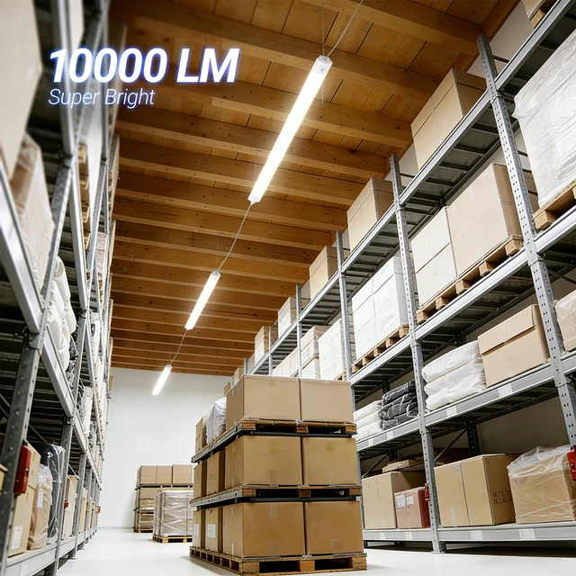 Alt view image 3 of 7 - BS84 LED Shop Lights 4FT for Workshop, 84W 10000LM 5000K, 1 Pack 4FT for Garage Basement, Hanging or Flush Mount, Linkable to 3, Heat Dissipation with Pull Chain Switch, Frosted Cover, White