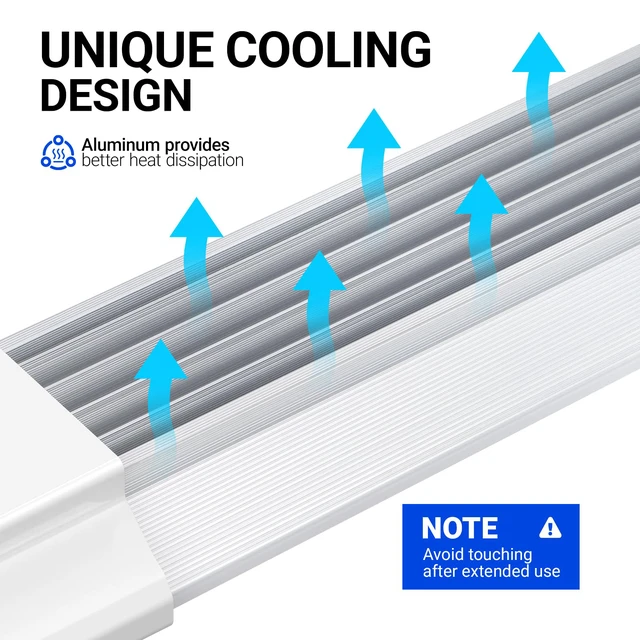 Alt view image 6 of 7 - BS84 LED Shop Lights 4FT for Workshop, 84W 10000LM 5000K, 1 Pack 4FT for Garage Basement, Hanging or Flush Mount, Linkable to 3, Heat Dissipation with Pull Chain Switch, Frosted Cover, White