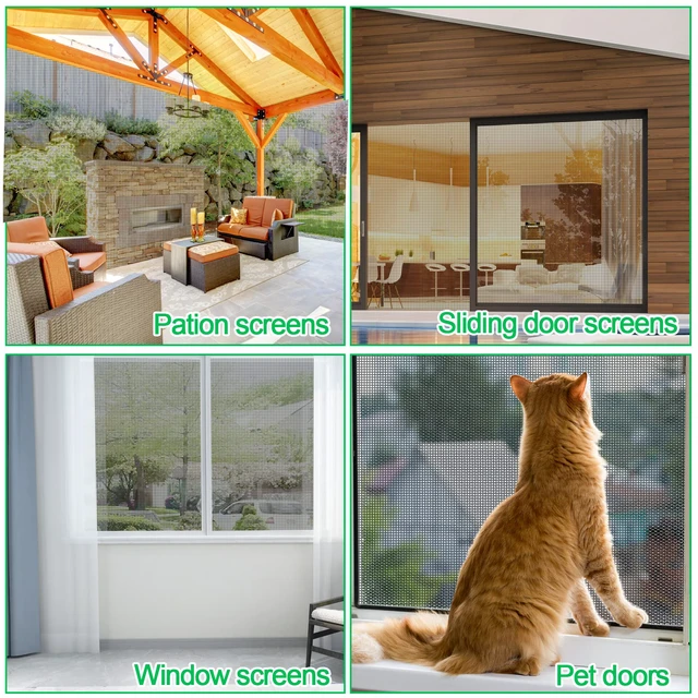 Alt view image 7 of 7 - Pet Proof Window Screen Replacement Kit, 59"x106" Durable High Hardness Screen Mesh Replacement Window Screens Repair Kit for Sliding Screen Door,Patio and Windows.(Folded Package with Tool Kit)