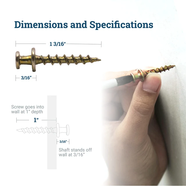Alt view image 2 of 5 - PHS Gold Bear Claw Hanger Screws, Holds 30 lb, 150 Pack for Drywall Bear claw hanging screws, holds D-rings, sawtooth, wire, keyholes in drywall, plaster, and wood studs