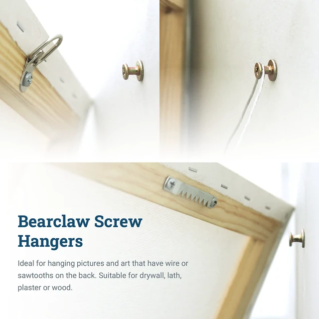 Alt view image 4 of 5 - PHS Gold Bear Claw Hanger Screws, Holds 30 lb, 150 Pack for Drywall Bear claw hanging screws, holds D-rings, sawtooth, wire, keyholes in drywall, plaster, and wood studs