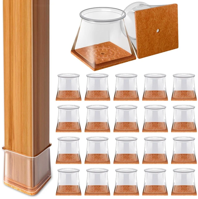 Main image of Chair Leg Floor Protectors Caps Covers Furniture Pads 24Pcs Clear Silicone Felt Chair Sliders for Hardwood Floors Protect the Floor from Scratches Universal M