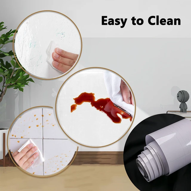 Alt view image 5 of 7 - Clear Contact Paper Peel and Stick Wallpaper Removable 15.7"×393" Wall Protector Transparent Wall Protective Film Waterproof Wallpapers for Countertops for Kitchen Backsplash for Bathroom