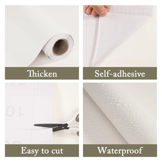 Alt view image 6 of 7 - 17.7"x 197" Peel and Stick Wallpaper White Contact Paper Self-Adhesive Thick Removable Waterproof Wallpaper Vinyl for Cabinets Countertops Bathroom Kitchen Wall Decor