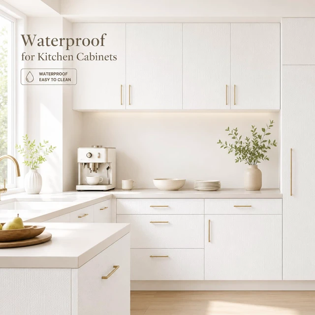 Alt view image 7 of 7 - 17.7"x 197" Peel and Stick Wallpaper White Contact Paper Self-Adhesive Thick Removable Waterproof Wallpaper Vinyl for Cabinets Countertops Bathroom Kitchen Wall Decor