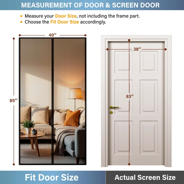 Alt view image 2 of 6 - Magnetic Screen Door -Fit Door Size 36.0 x 78.0'' Retractable Screen Door Mesh for Front Door or Sliding Door, Pet & Kid Friendly, Hands-Free Closure Keeps Bugs Out & Lets Breeze in, Stripe Black