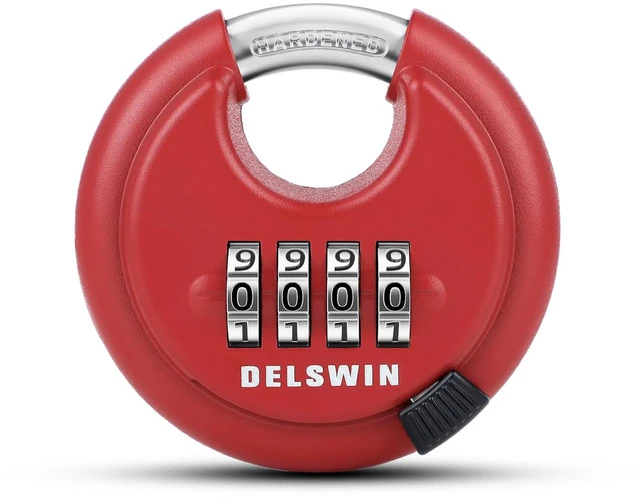 Main image of Outdoor Combination Padlock - 4 Digit Heavy Duty Disc Lock with Hardened Shackle,Combo Padlock for Gate,Storage Unit,Fence(25/64" Shackle, Red,1Pcs)