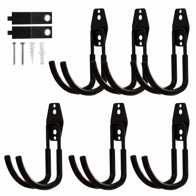 Main image of Garage Hooks, 6 Pack Large Round Wall Hooks for Hanging Heavy Duty Ladders, Bikes, Tools Ideal for Garage, Garden, Basement Utility Room Storage (Black)