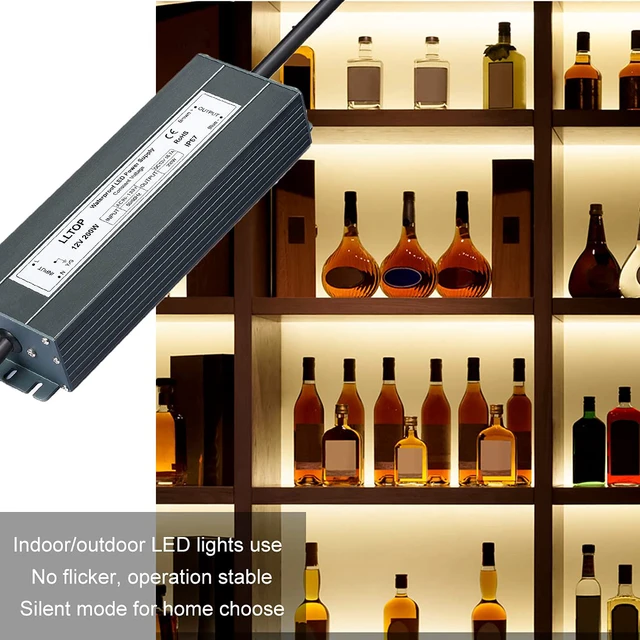 Alt view image 5 of 7 - 12V DC LED Driver Waterproof IP67 Power Supply 200W 16.7A AC100-264V Input, Ultra Thin, Aluminum Case, LED Low Voltage Transformer, For Indoor Outdoor LED Lights