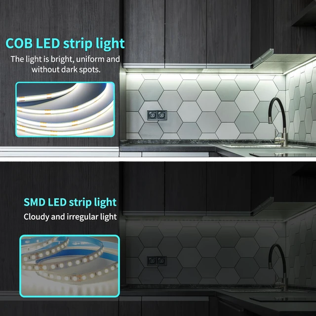 Alt view image 4 of 7 - 32.8ft COB LED Strip Lights 6000K White Dimmable DC 24V Flexible LED Tape Light for Bedroom, with Remote and app Control LED Light Strip,for DIY Home Decoration
