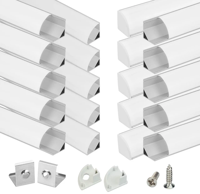 Main image of 20Pack 3.3FT Silver V-Shape Corner LED Channel Milky Cover V1SW WW Silver LED Channel, Milky Diffuser Cover, 16x16mm V Shape, Corner Lighting, Fits 10mm LED Strips