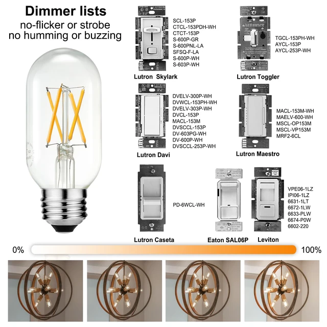 Alt view image 3 of 7 - T45 E26 Light Bulb,6w=60w,Soft White Light Bulbs,2700K,Dimmable Led Edison Bulb,600lm,AC120V,ETL,Incandescent Light Bulbs 60 watt for Chandelier,Ceiling Fan bulbs,Bathroom,Vanity,Desk,6Pack