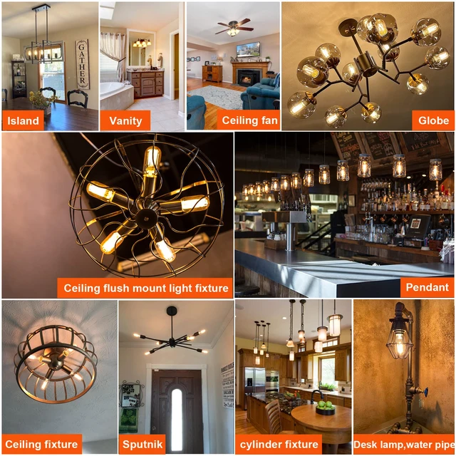 Alt view image 7 of 7 - T45 E26 Light Bulb,6w=60w,Soft White Light Bulbs,2700K,Dimmable Led Edison Bulb,600lm,AC120V,ETL,Incandescent Light Bulbs 60 watt for Chandelier,Ceiling Fan bulbs,Bathroom,Vanity,Desk,6Pack