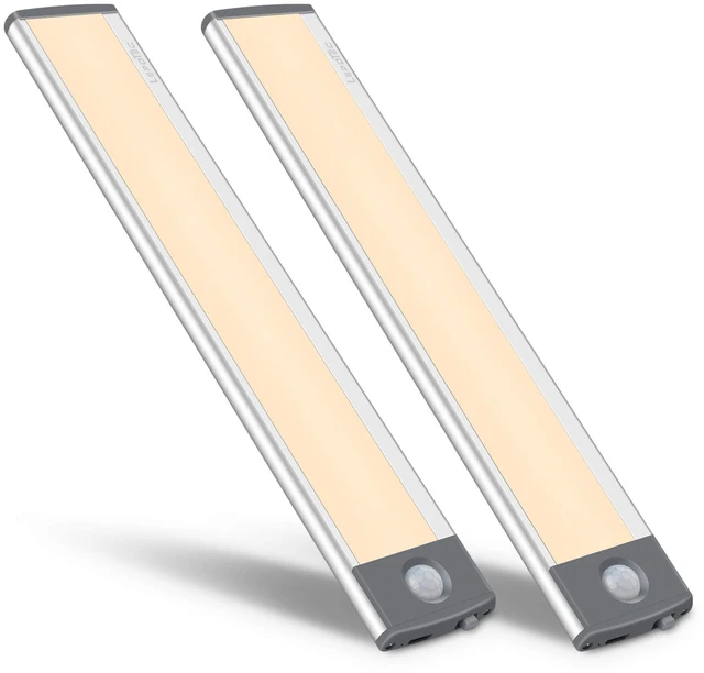 Main image of 30-LED Motion Sensor Cabinet Light,Under Counter Closet Lighting, Wireless USB Rechargeable Kitchen Night Lights,Battery Powered Light for Wardrobe,Cabinet,CupboardWarm Light-2Pack