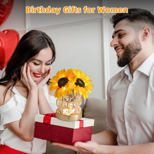Alt view image 5 of 7 - Birthday Gifts for Women,Sunflower Flower Touch Lamp,Rechargeable Cordless 3-Colour Dimming Small Night Light for Festival,Restaurant,Bedroom Housewarming Gifts for Mom