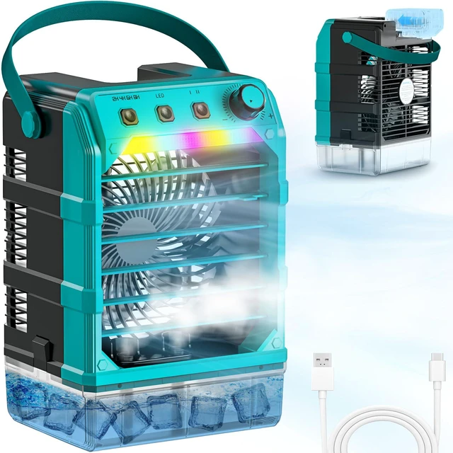 Main image of Misting Fan Portable Compatible for Makita 18V Battery (No Battery) or USB Powered, Cooling Fan with 7 Lights, 8H Timer, 1600ML Water Tank for Outside Tent Jobsite Office Desk