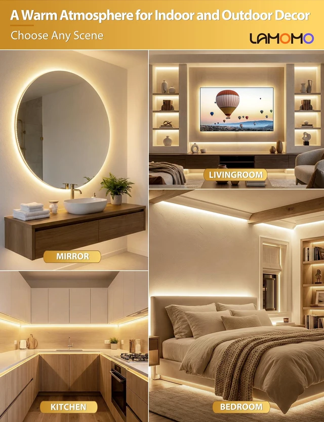 Alt view image 7 of 7 - COB LED Strip Lights 32.8ft, Natural White Dimmable Rope with Remote Flexible Neon Tape, Self-Adhesive, Quick Connect, Waterproof, 4000K 24V Silicone for Bedroom,Cabinet,Indoor,10mm Wide,CRI 90+