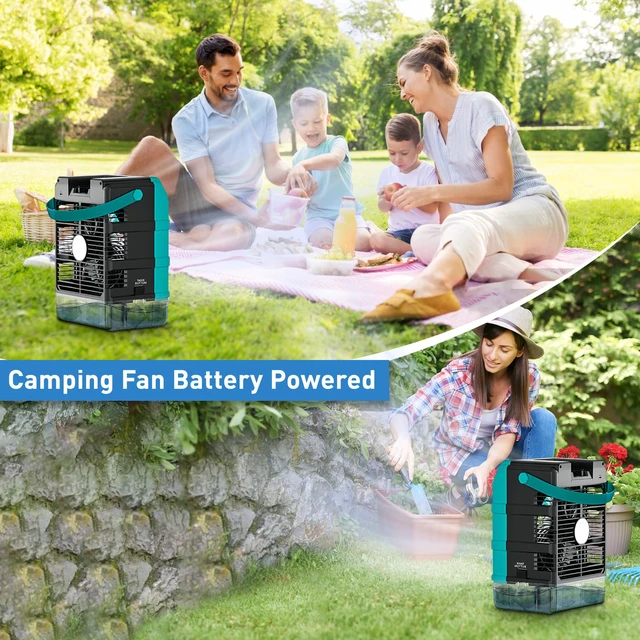 Alt view image 6 of 7 - Misting Fan Portable Compatible for Makita 18V Battery (No Battery) or USB Powered, Cooling Fan with 7 Lights, 8H Timer, 1600ML Water Tank for Outside Tent Jobsite Office Desk