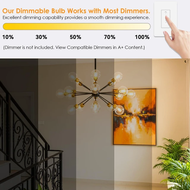 Alt view image 6 of 7 - G25 LED Globe Light Bulbs for Vanity, 60W Equivalent Dimmable, 10 Pack 2700K Warm White, 5.5W, 500 Lumens, Clear Glass Vintage Edison Filament, E26 Base, for Bathroom, Mirrors, Chandeliers