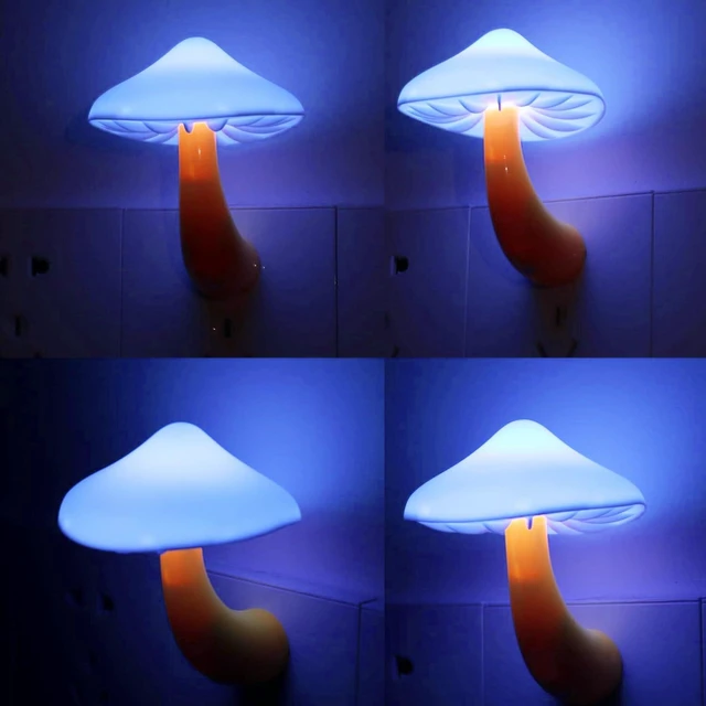 Main image of 4 Pack Plug in Night Lights with Light Sensor,Blue Mushroom Light Auto Dusk to Dawn Sensor, Nightlights Kids, Adults, Bedroom, Bathroom,Hallway, Stairs, Kitchen