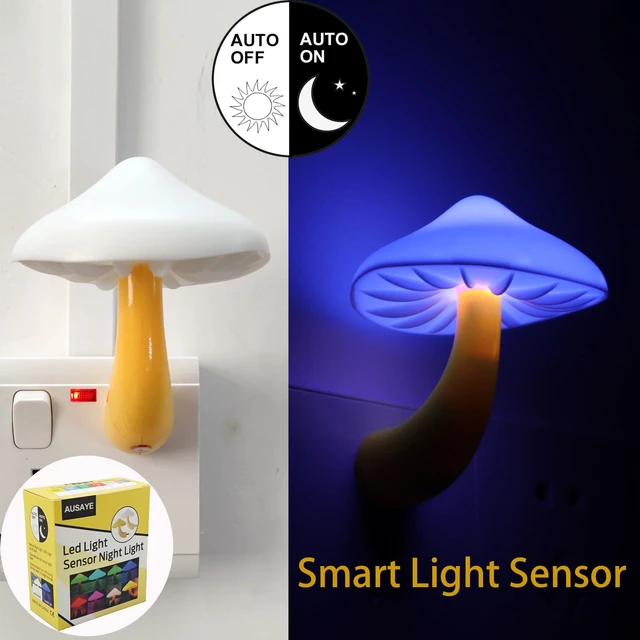 Alt view image 2 of 7 - 4 Pack Plug in Night Lights with Light Sensor,Blue Mushroom Light Auto Dusk to Dawn Sensor, Nightlights Kids, Adults, Bedroom, Bathroom,Hallway, Stairs, Kitchen