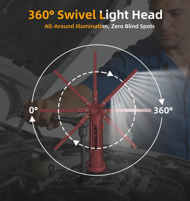 Alt view image 7 of 7 - Rechargeable Work Light Flashlight, Tool Gifts for Fathers Day Dad Men Him Husband Grill Light Inspection Lamp with Magnetic Base Hook, 5 Modes 360° Rotate Car Emergency Repair 4 Pack