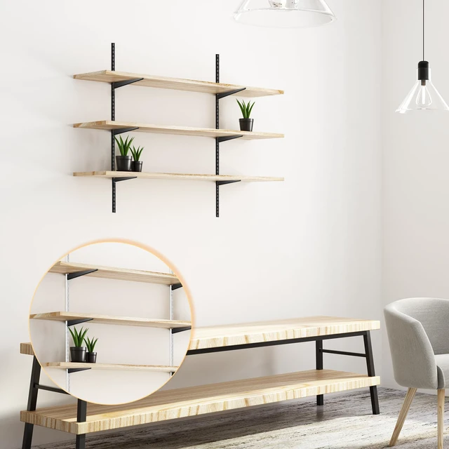 Alt view image 4 of 6 - 10 Pack Adjustable Shelf Brackets for Double Track System Closet Organization Heavy Duty Wire Shelf Brackets (Black,16.5 Inches)