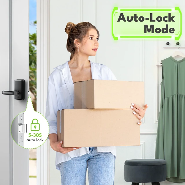 Alt view image 4 of 7 - WiFi Keyless Entry Door Lock with Handle,Door Locks for Front Door,Deadbolt Fingerprint Door Knob, Keypad Deadbolt with App Remote/WiFi/Key/IC Card/ Passcode, Smart Lock & Front Door Handle-Black