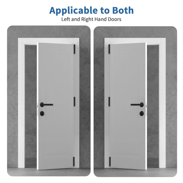 Alt view image 7 of 7 - 4 Inch Self Closing Door Hinges, 5/8" Radius Corners Spring Loaded Hinges for Exterior, Garage, Front and Back Door, UL Listed, for Left and Right Hand Door, Matte Black, 6 Pack