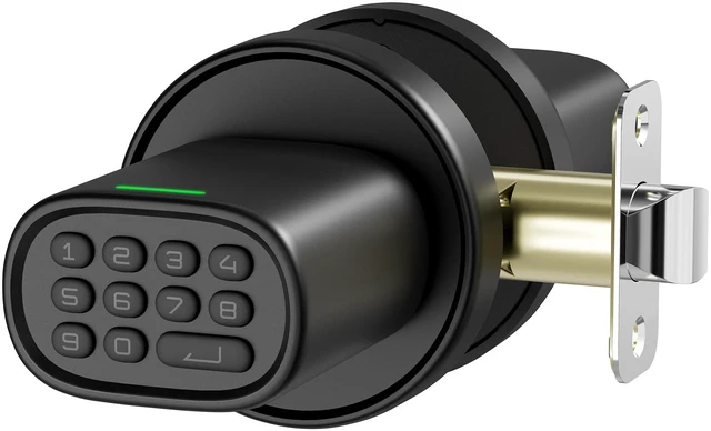 Main image of M1 Door Knob with Keypad Keyless Entry for Interior, Black 4x AA Alkaline Batteries, Electric Door Hanlde, Auto-Lock, for Bedroom, Garage, Office, Pantry Door, Interior Door Lock
